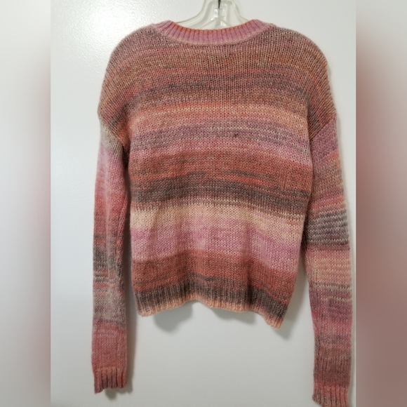 Something Navy Pink Striped Sweater Crew Neck Wool Blend Size Medium - Picture 8 of 12
